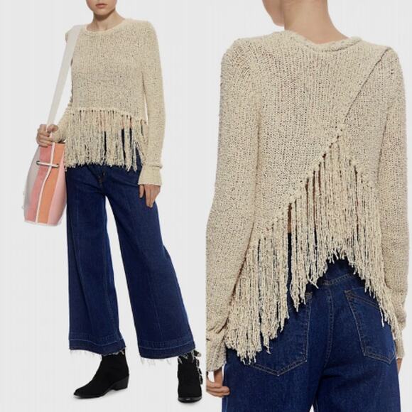 A.L.C. Andreas‎ Fringe 100% Silk Blend Sweater Small Coachella Summer Boho - Picture 1 of 5
